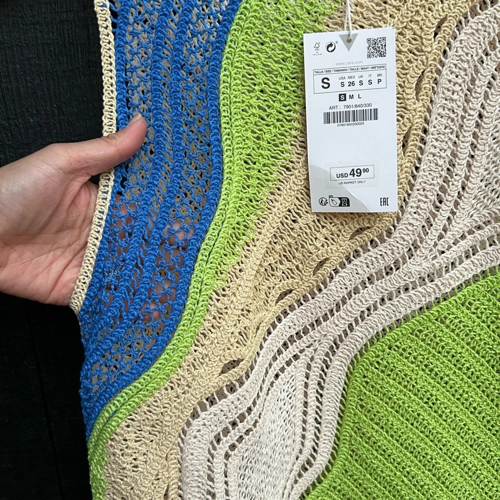 NWT Zara Multicolored Crochet Dress Size S - Picture 3 of 6